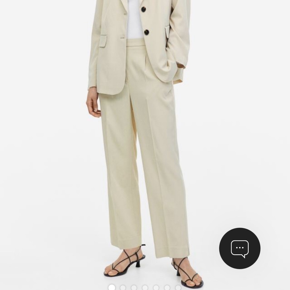 Cropped linen beige trouser pants